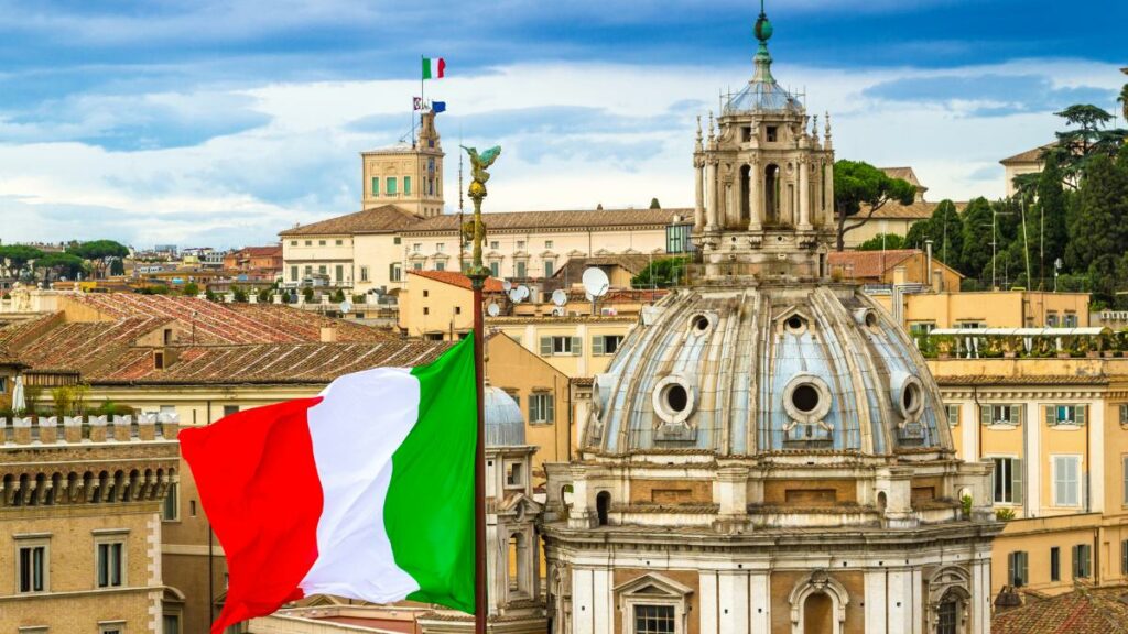 30 Fun Facts About Italy That Might Surprise You 4 rooftops in Rome with Italian flag