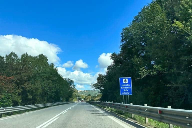 sign for a speed check in Italy