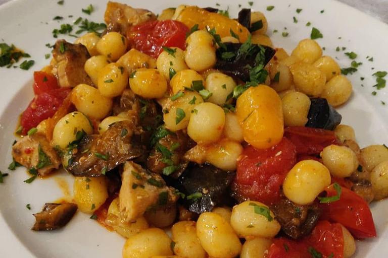 gnocchi with tomatoes and eggplant