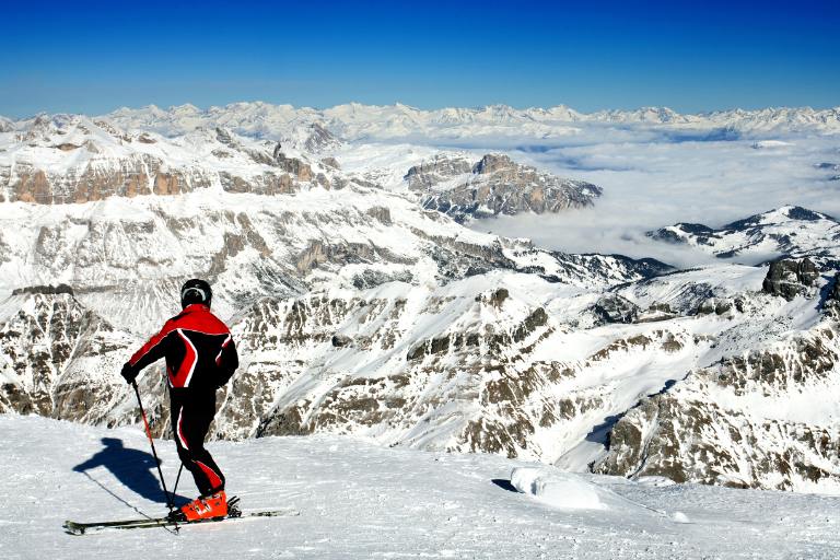 a person on skis on a mountain