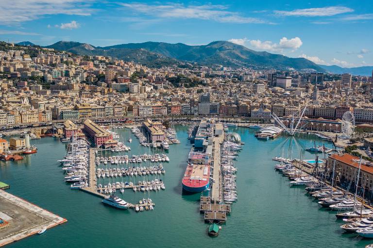 aerial view of the port of genoa