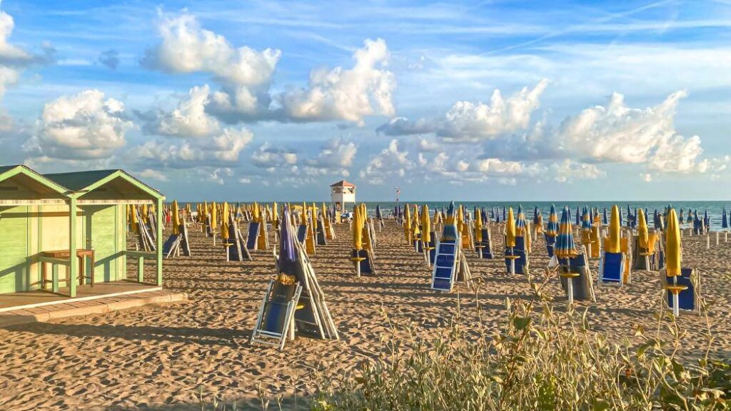 Italian beach in lido di Ostia